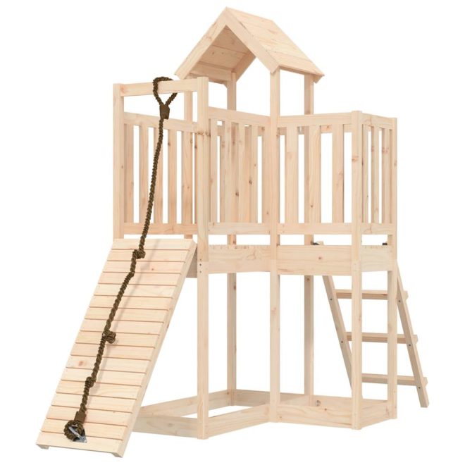 Playhouse with Climbing Wall Solid Wood – Solid Pinewood