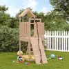 Playhouse with Climbing Wall Solid Wood – Solid Pinewood