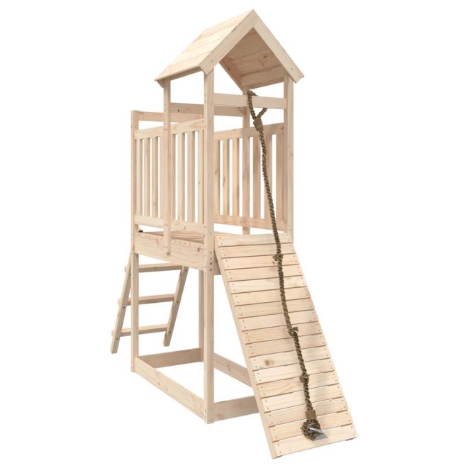 Playhouse with Climbing Wall Solid Wood – Solid Pinewood