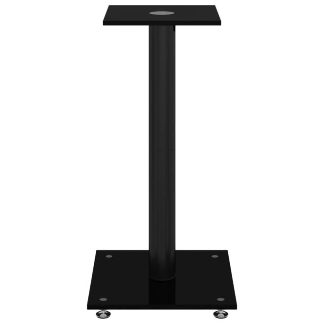 Speaker Stands 2 pcs Tempered Glass 1 Pillar Design – Black