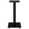 Speaker Stands 2 pcs Tempered Glass 1 Pillar Design – Black