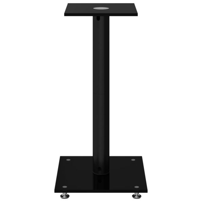 Speaker Stands 2 pcs Tempered Glass 1 Pillar Design – Black