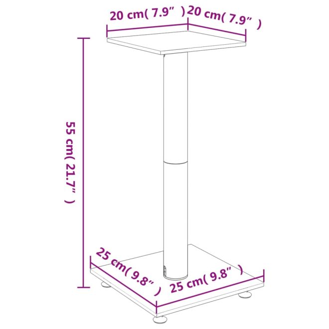 Speaker Stands 2 pcs Tempered Glass 1 Pillar Design – Black