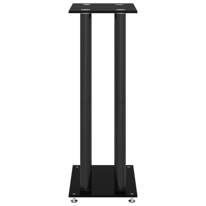 Speaker Stands 2 pcs Tempered Glass 4 Pillars Design – Black