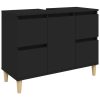 3 Piece Bathroom Furniture Set Engineered Wood – Black