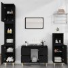 3 Piece Bathroom Furniture Set Engineered Wood – Black