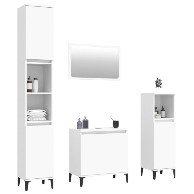 4 Piece Bathroom Furniture Set Engineered Wood – White