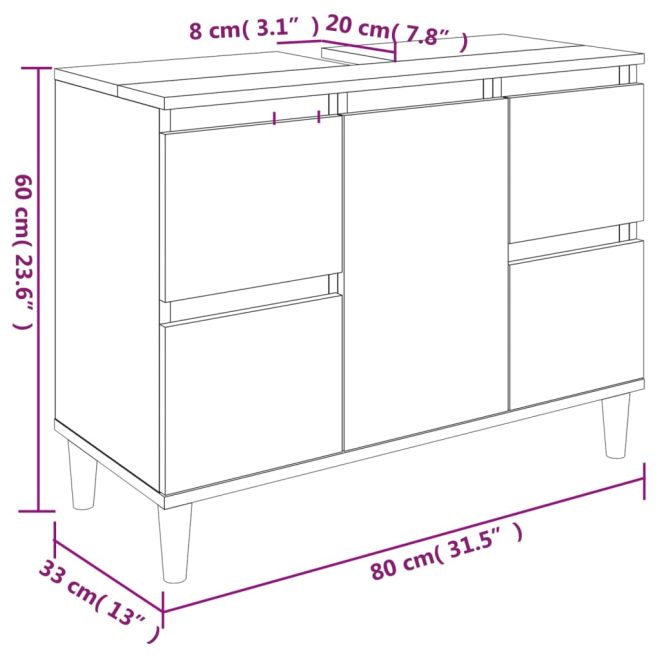 4 Piece Bathroom Furniture Set Engineered Wood – High Gloss White