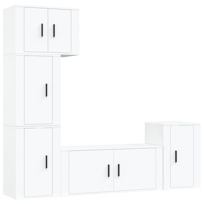 5 Piece TV Cabinet Set Engineered Wood – White