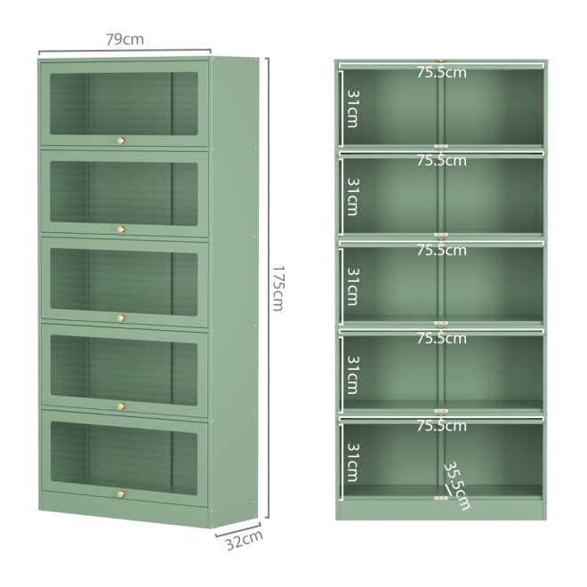 Buffet Sideboard Cupboard Cabinet Storage Mesh Doors Metal Green ELIA