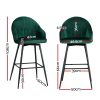 Set of 2 Bar Stools Kitchen Stool Dining Chairs Velvet Chair Barstool Mesial – Green