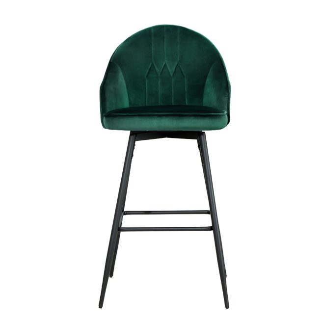 Set of 2 Bar Stools Kitchen Stool Dining Chairs Velvet Chair Barstool Mesial – Green