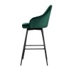 Set of 2 Bar Stools Kitchen Stool Dining Chairs Velvet Chair Barstool Mesial – Green