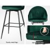 Set of 2 Bar Stools Kitchen Stool Dining Chairs Velvet Chair Barstool Mesial – Green