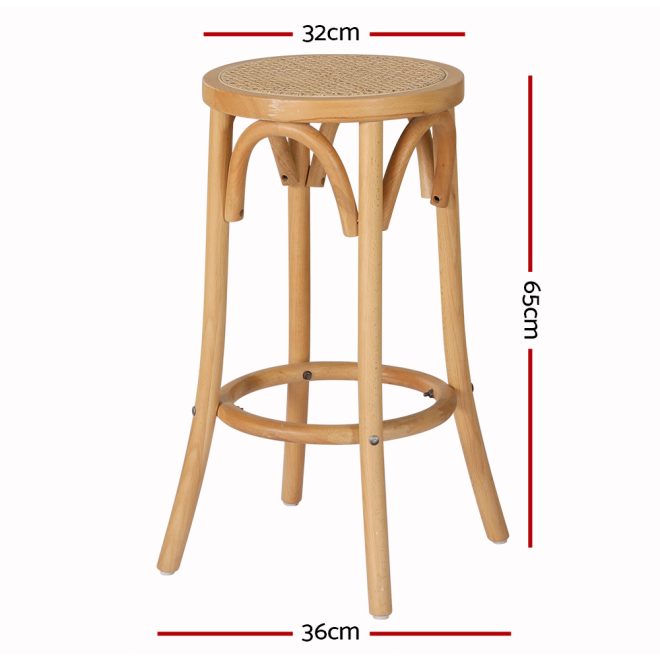 Bar Stools Wooden Stool Counter Chair Kitchen Barstools Rattan Seat. – 1