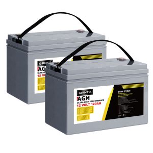 AGM Deep Cycle Battery 12V 120Ah x2 Box Portable Solar Caravan Camping