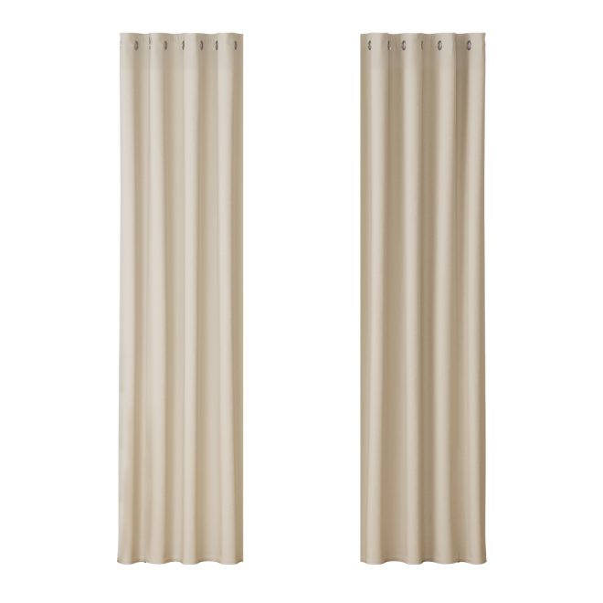 2X Blockout Curtains Blackout Window Curtain Eyelet – 140×230 cm, Beige