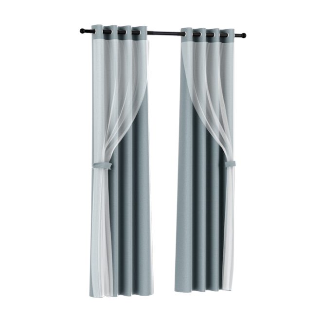 2X 132x242cm Blockout Sheer Curtains Light Grey