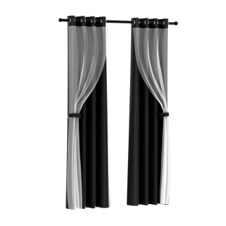 2X 132x274cm Blockout Sheer Curtains Black