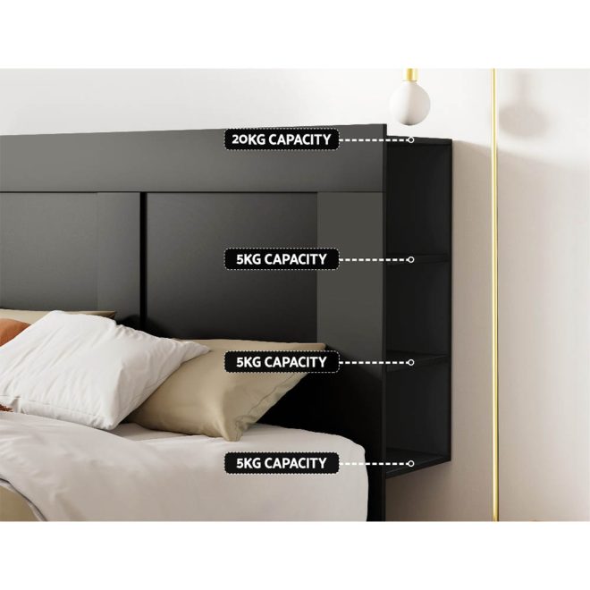 Bed Head Headboard Queen with Shelves – CABI Black