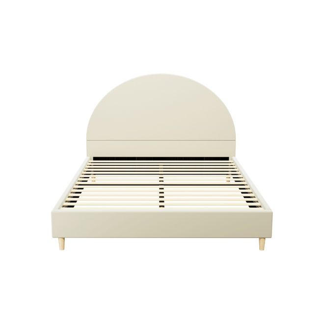 Bed Frame Queen Size Velvet Cream ELLA