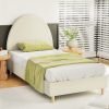 Bed Frame Single Size Velvet Cream ELLA