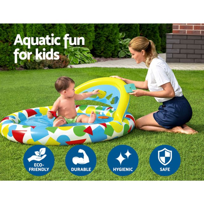 Kids Pool 120x117x46cm Inflatable Play Swimming Pools w/ Canopy 45L