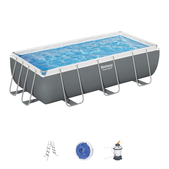 Swimming Pool 404x201x100cm Steel Frame Above Ground Pools Filter Pump Ladder 6478L