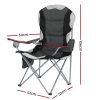 2X Folding Camping Chairs Arm Chair Portable Outdoor Beach Fishing BBQ – Grey