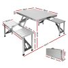 Folding Camping Table Outdoor Picnic BBQ With 2 Bench Chairs Set