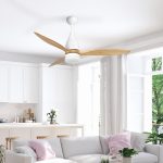 Devanti 52” Ceiling Fan AC Motor w/Light w/Remote – Light Wood