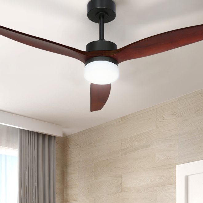 Devanti 52” Ceiling Fan AC Motor 3 Blades w/Light – Dark Wood