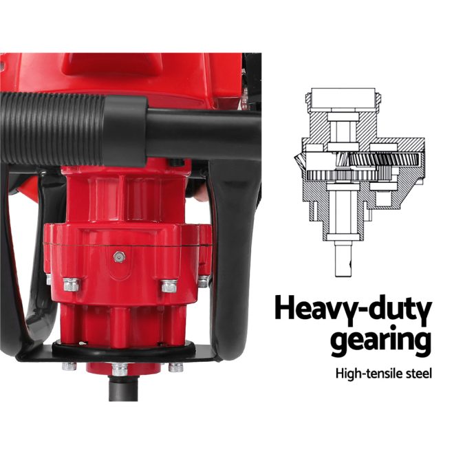 80CC Post Hole Digger 200mm Petrol Drill Extension Auger Bits