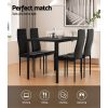 Dining Chairs and Table Dining Set Wooden Top Black