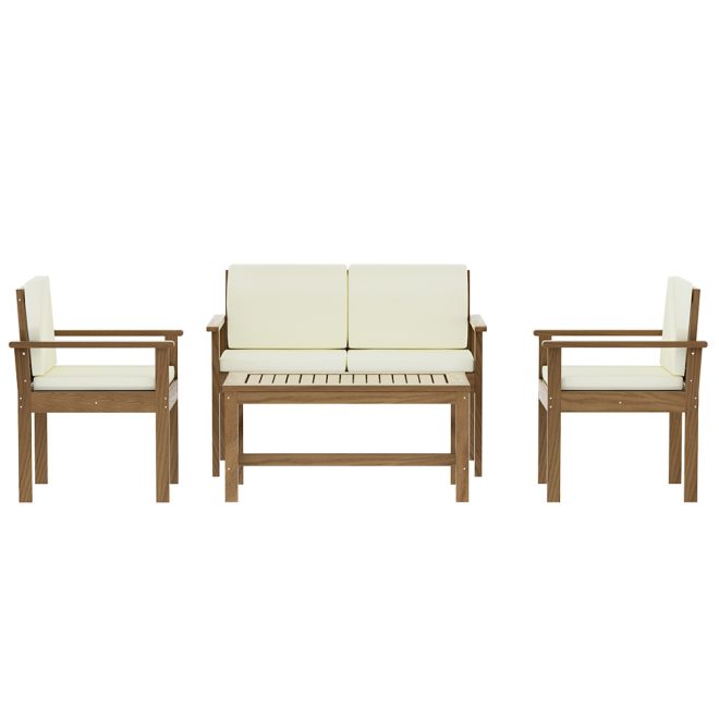 4-Piece Outdoor Sofa Set Wooden Couch Lounge Setting