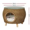 Side Table Coffee Pet Bed Indoor Wicker Outdoor Furniture Patio Desk – Yellow