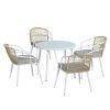 Outdoor Dining Set 5 Piece Aluminum Table Chairs Setting White