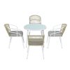 Outdoor Dining Set 5 Piece Aluminum Table Chairs Setting White