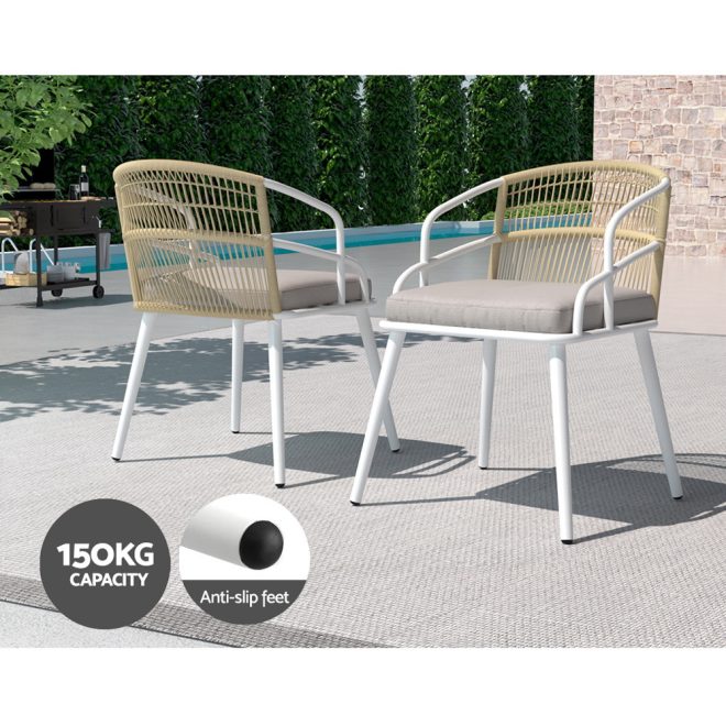 Outdoor Dining Set 5 Piece Aluminum Table Chairs Setting White