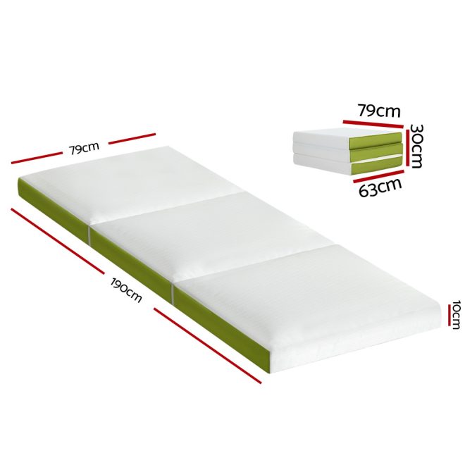 Bedding Foldable Mattress Folding Foam Trifold Green