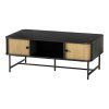 Coffee Table Sliding Drawer Door Black Boris