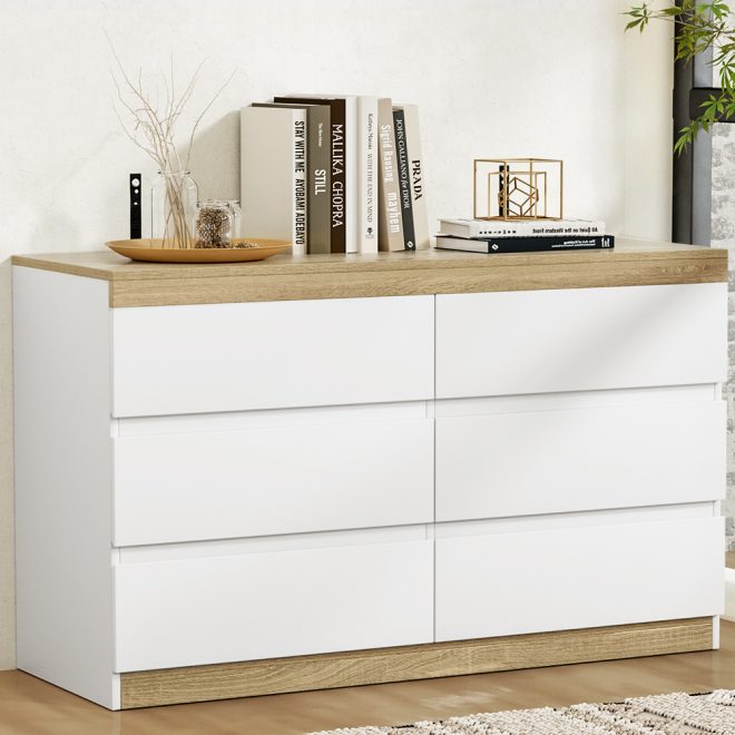 6 Chest of Drawers Cabinet Dresser Table Tallboy Storage Bedroom White