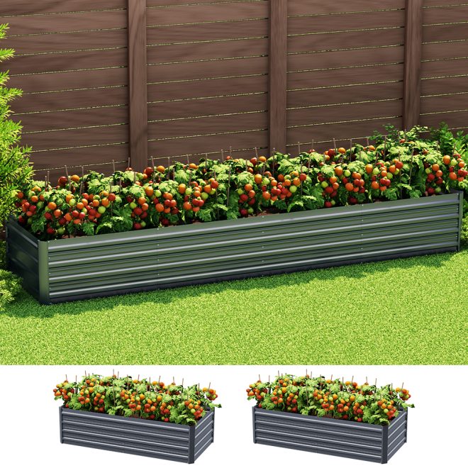 Green Fingers Garden Bed 320X80X45cm Planter Box Raised Container Galvanised Herb