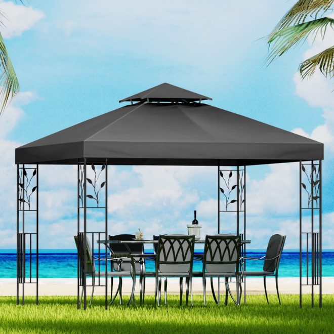 Gazebo 3x3m Marquee Outdoor Wedding Party Event Tent Home Iron Art Shade Grey