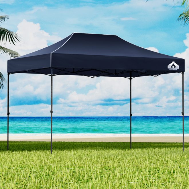 Gazebo Pop Up 3×4.5m w/Base Podx4 Marquee Folding Outdoor Wedding Camping Tent Shade Canopy Navy