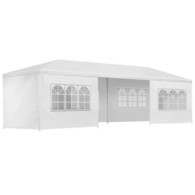 Gazebo 3×9 Outdoor Marquee Gazebos Wedding Party Camping Tent 8 Wall Panels – White