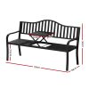 Outdoor Garden Bench Seat Loveseat Steel Foldable Table Patio Furniture Black