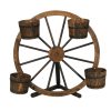 Garden Decor Plant Stand Outdoor Ornament Wooden Wagon Wheel 80cm