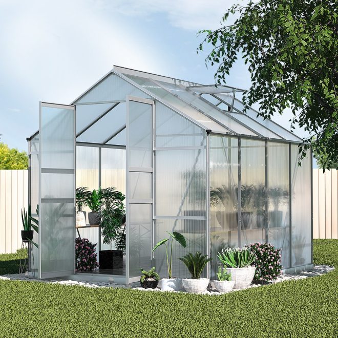 Greenfingers Aluminium Greenhouse Green House Polycarbonate Garden Shed 2.4×2.5M