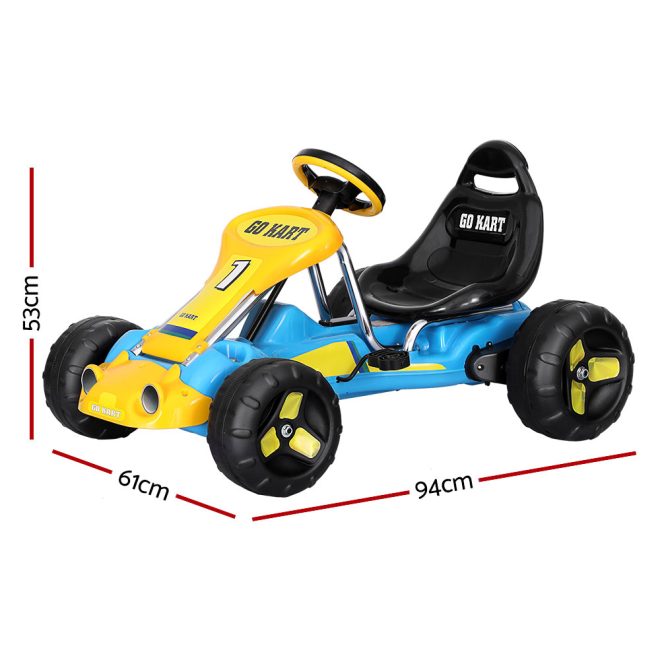 Kids Pedal Go Kart Ride On Toys Racing Car Plastic Tyre Blue